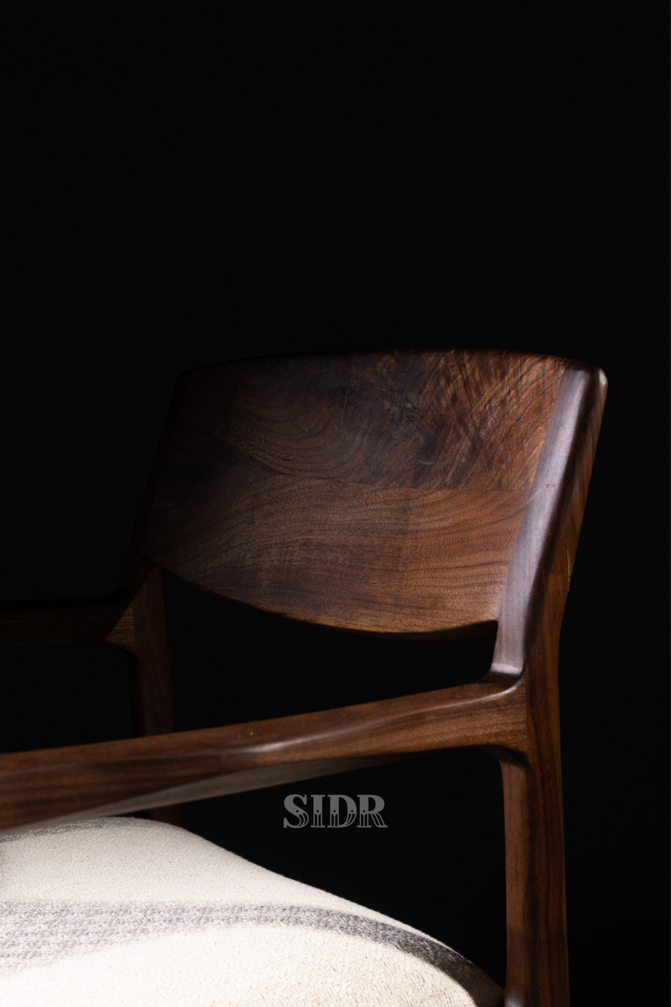 The Walnut Aanand Dining Chair with Wooden Back