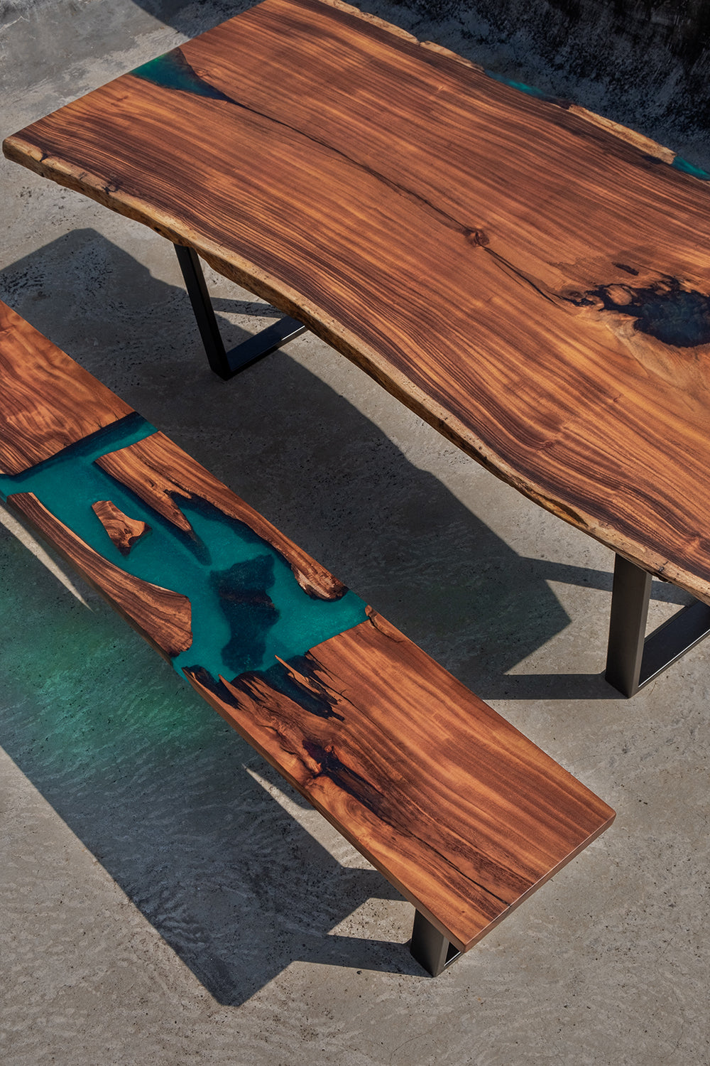 The Aviator Dining Table Bench Resin and Wood Furniture by SIDR