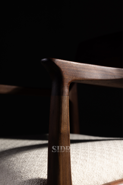 The Walnut Aanand Dining Chair with Wooden Back