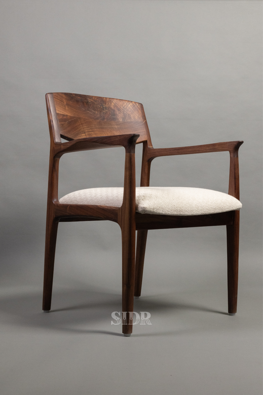 The Walnut Aanand Dining Chair with Wooden Back