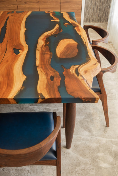The Dilkash Live Edge Dining Table and Chairs Set