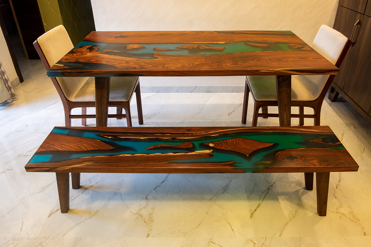 The Evergreen River Table & Bench